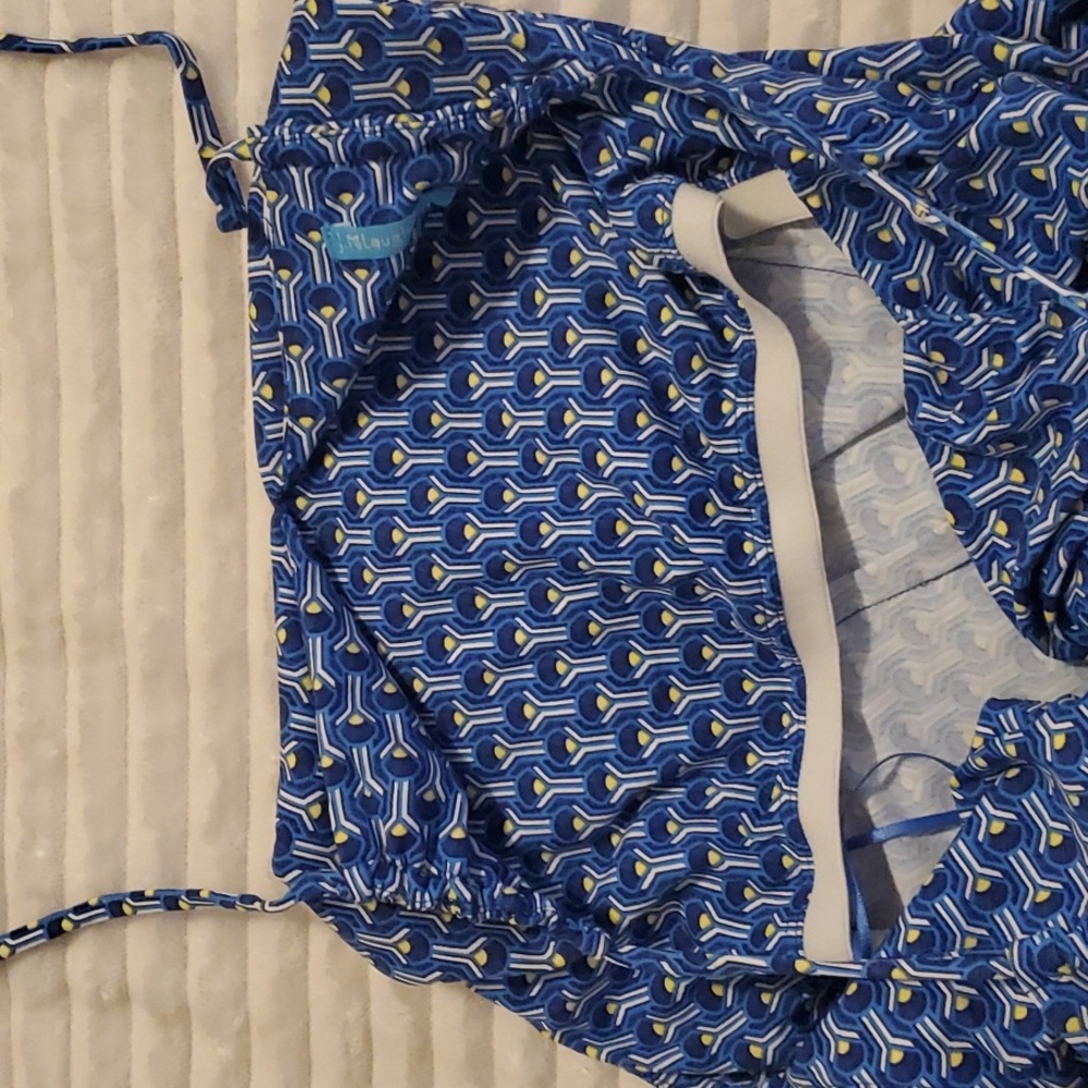 J. McLaughlin Halter Dress, Blue & White, Size L - Picture 8 of 10
